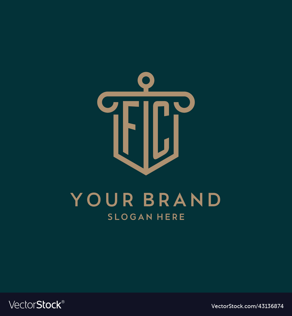 Fc monogram initial logo design with shield