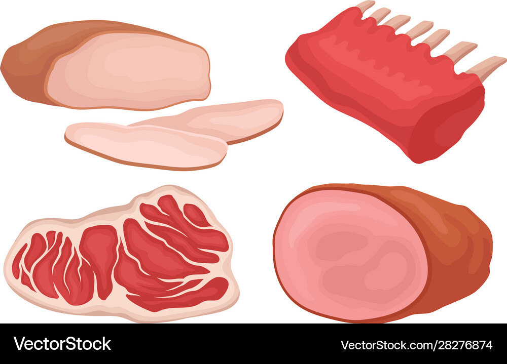Fresh meat collection parts assortment Royalty Free Vector