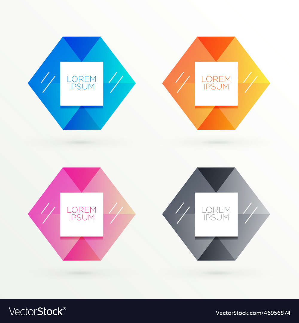 Hexagonal banners set with text space