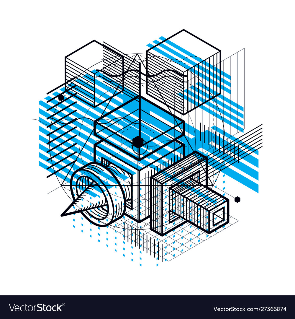 Isometric linear abstract background lined