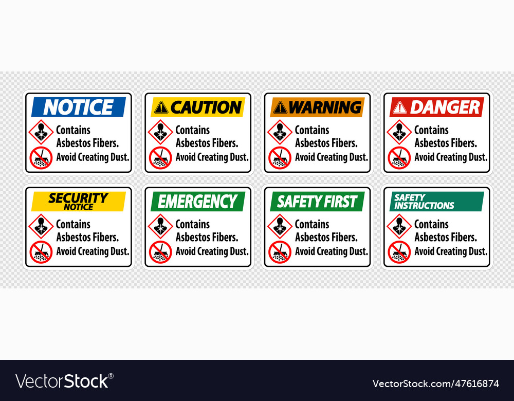 Label enthält Asbestfasern vermeiden Staub erzeugen vector image Label enthält Asbestfasern vermeiden Staub erzeugen