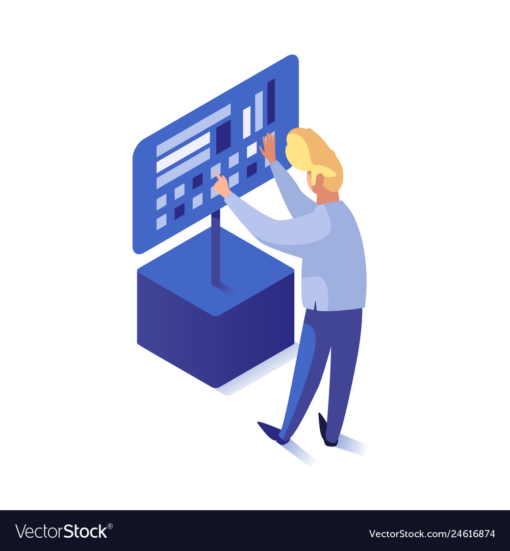 Man use screen vector image Man use screen