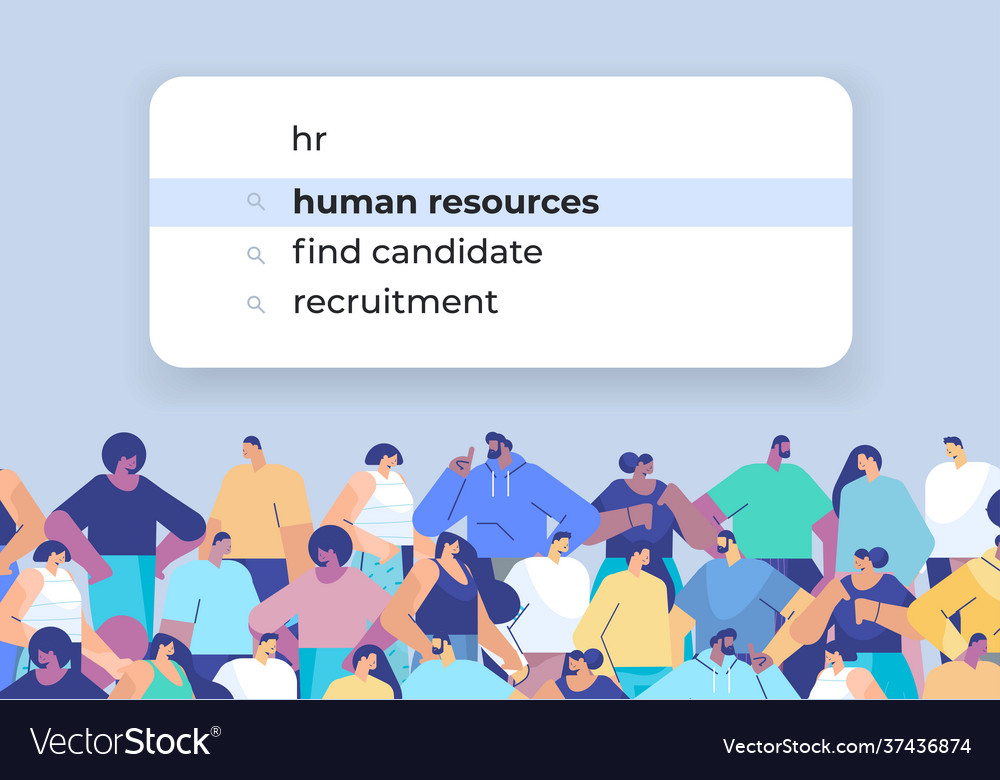 Mix race people choosing hr in search bar