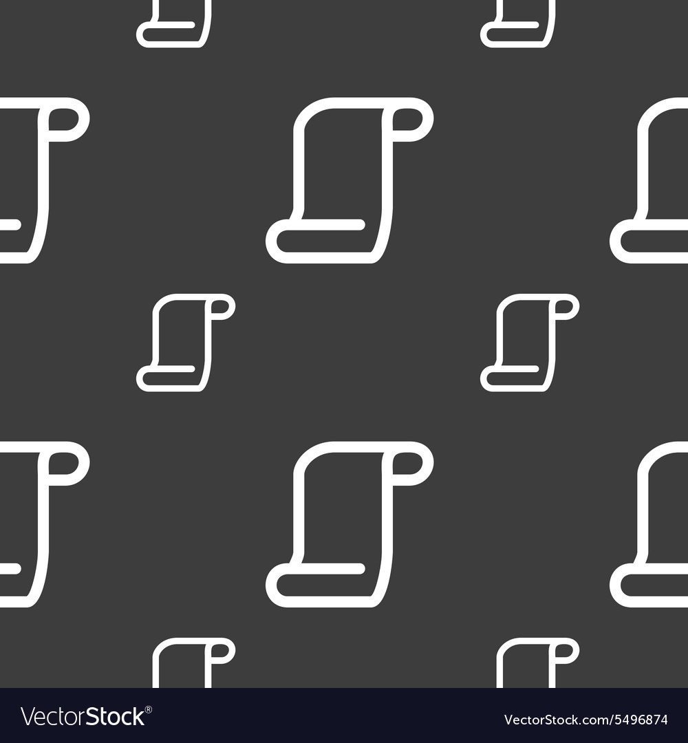 Paper scroll icon sign seamless pattern on a gray