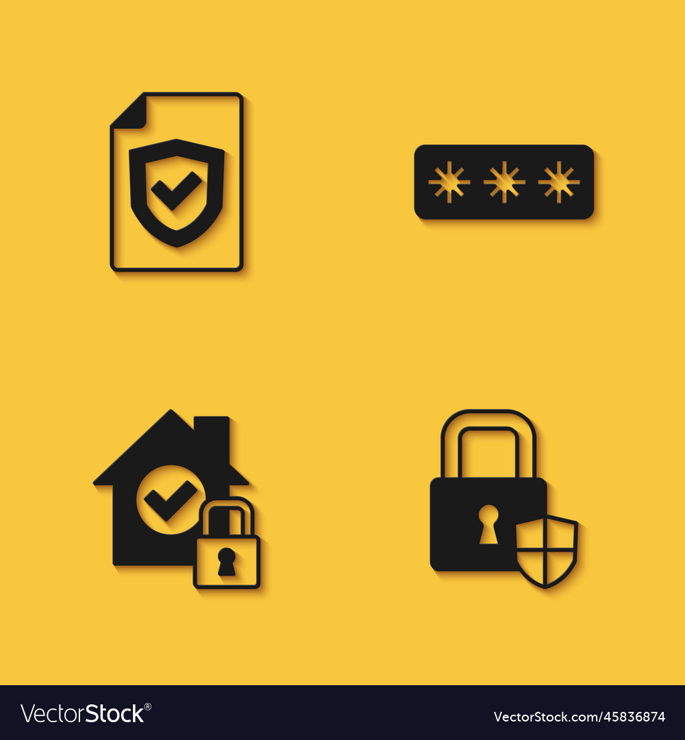 Set contract with shield security lock Vector Image Set contract with shield security lock