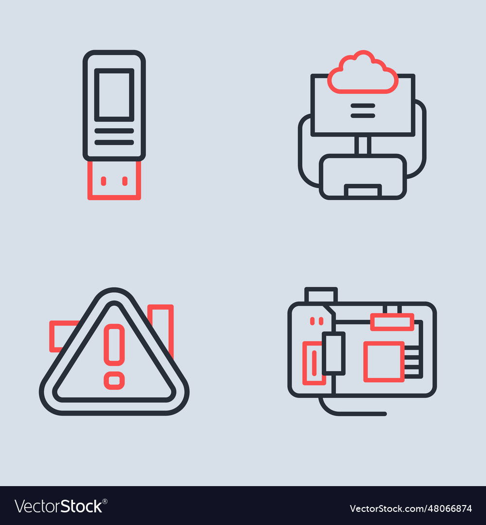Set line cloud database exclamation mark
