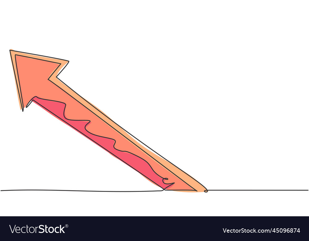 Single continuous line drawing of rising arrow up