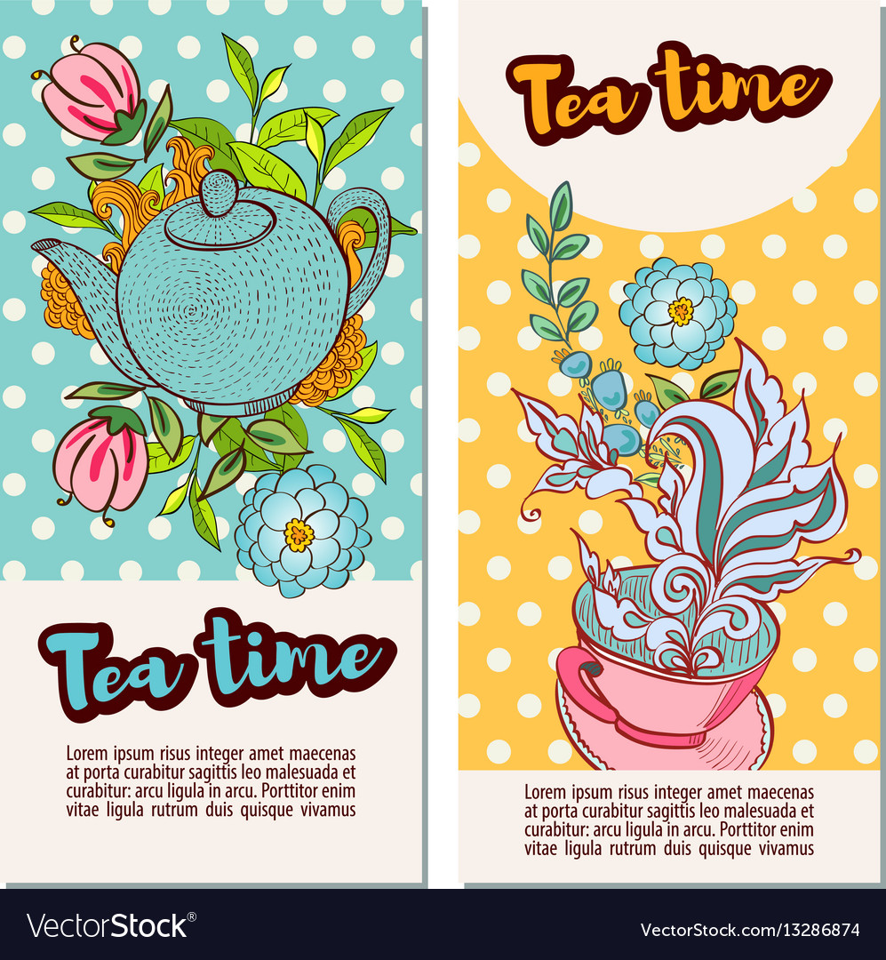 Tea time design banner templates set