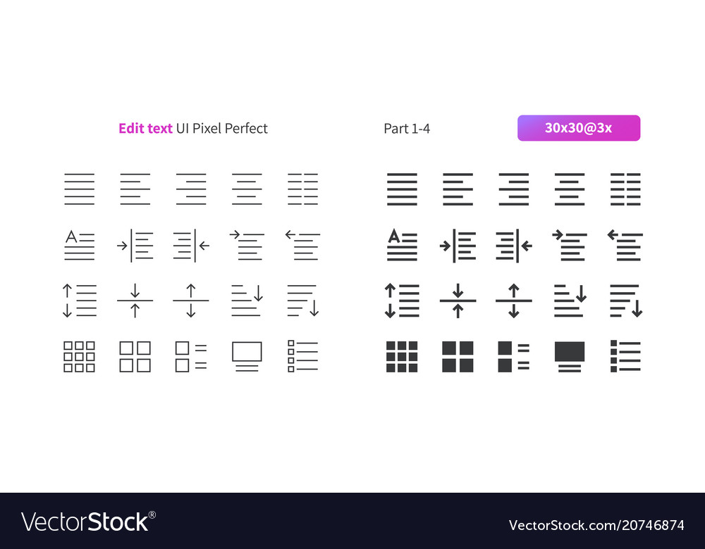 Text UI Pixel Icons - Grid Set