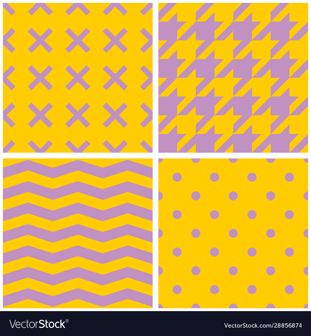 Tile pattern set with x cross hounds tooth zig z vector image Tile pattern set with x cross hounds tooth zig z