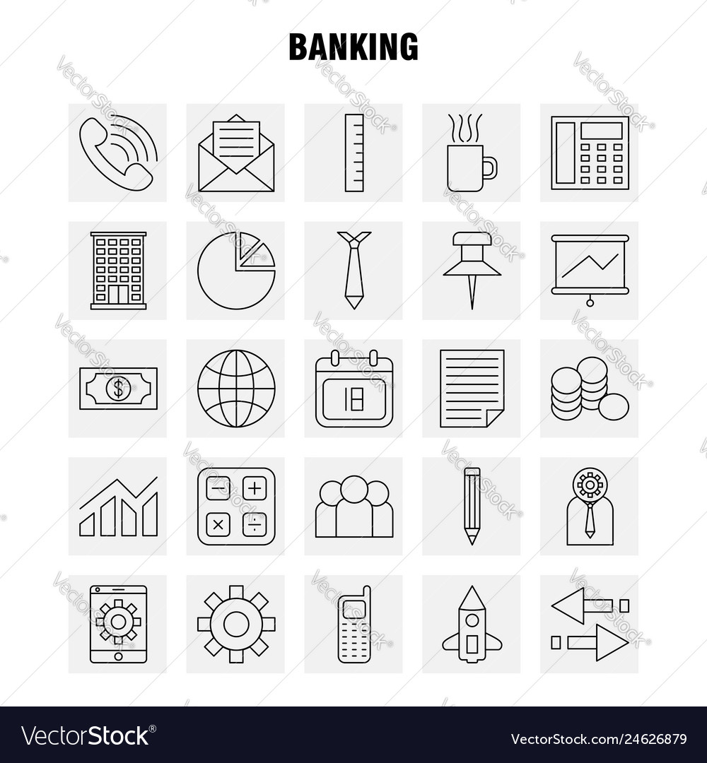 Banking line icon for web print and mobile uxui vector image Banking line icon for web print and mobile uxui