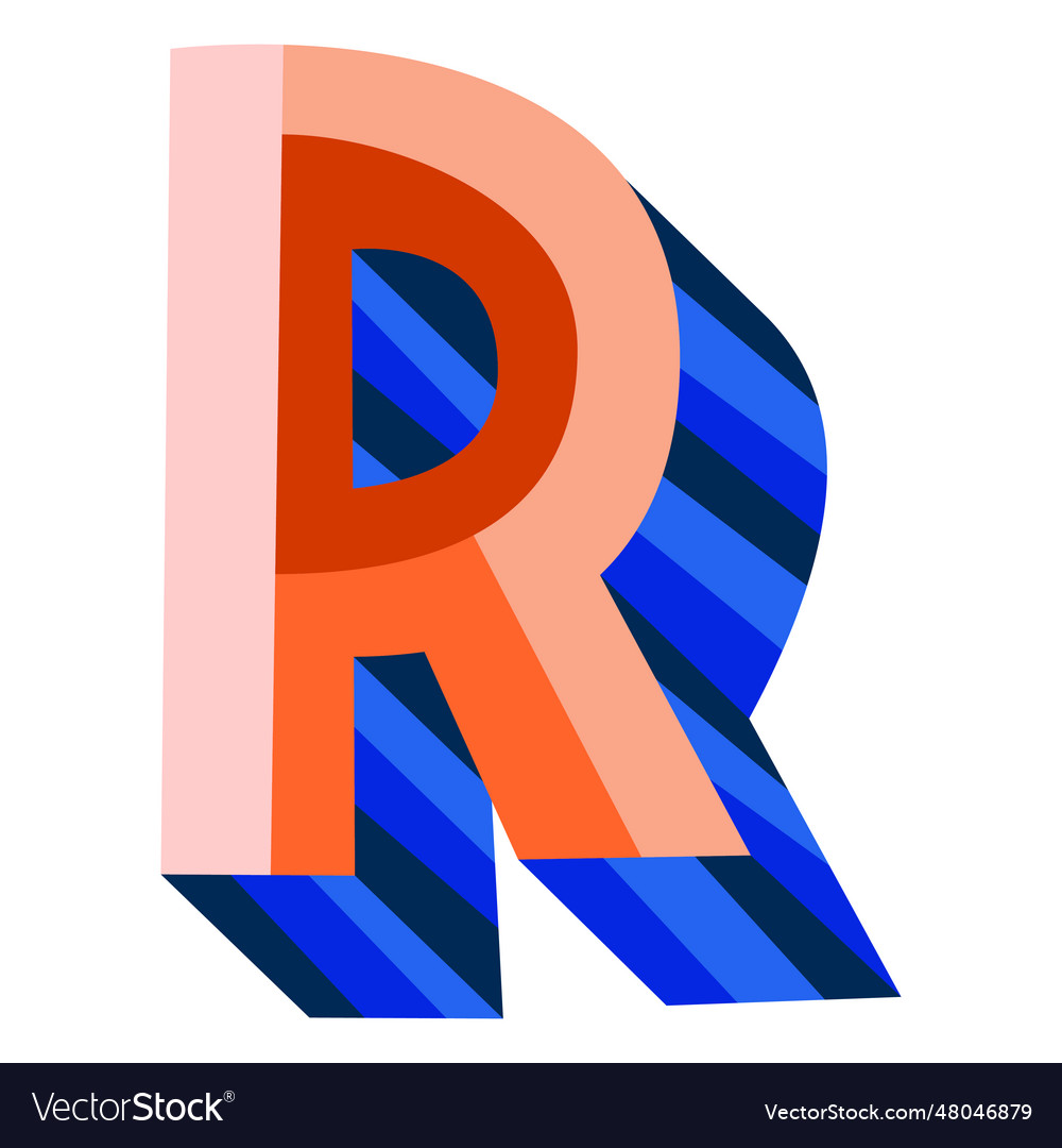 Colorful 3d Letter R Royalty Free Vector Image 0187