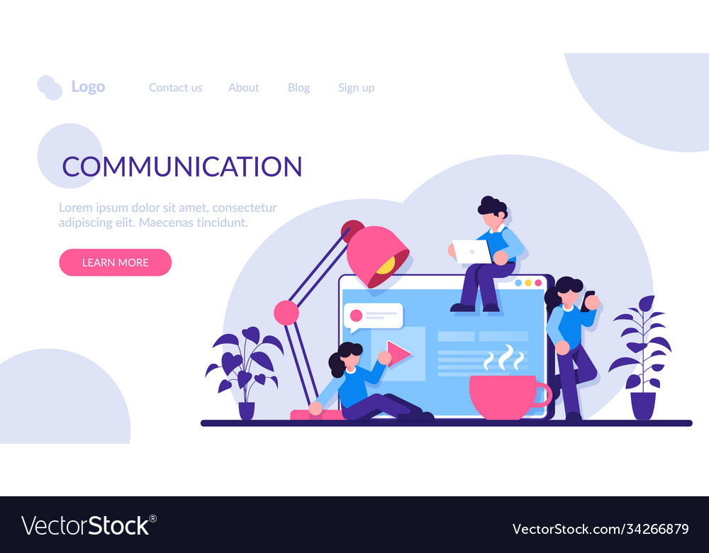 Communication via internet social networking Vector Image Communication via internet social networking