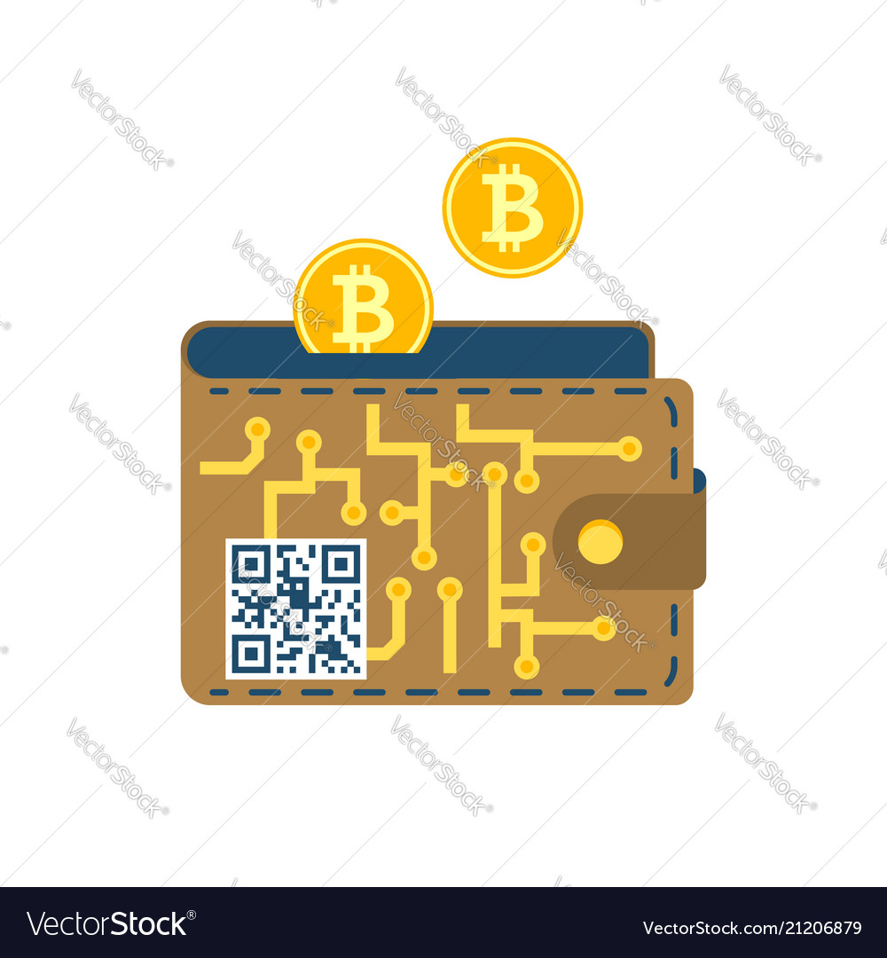 Digital Wallet Icon - Bitcoin & QR Code