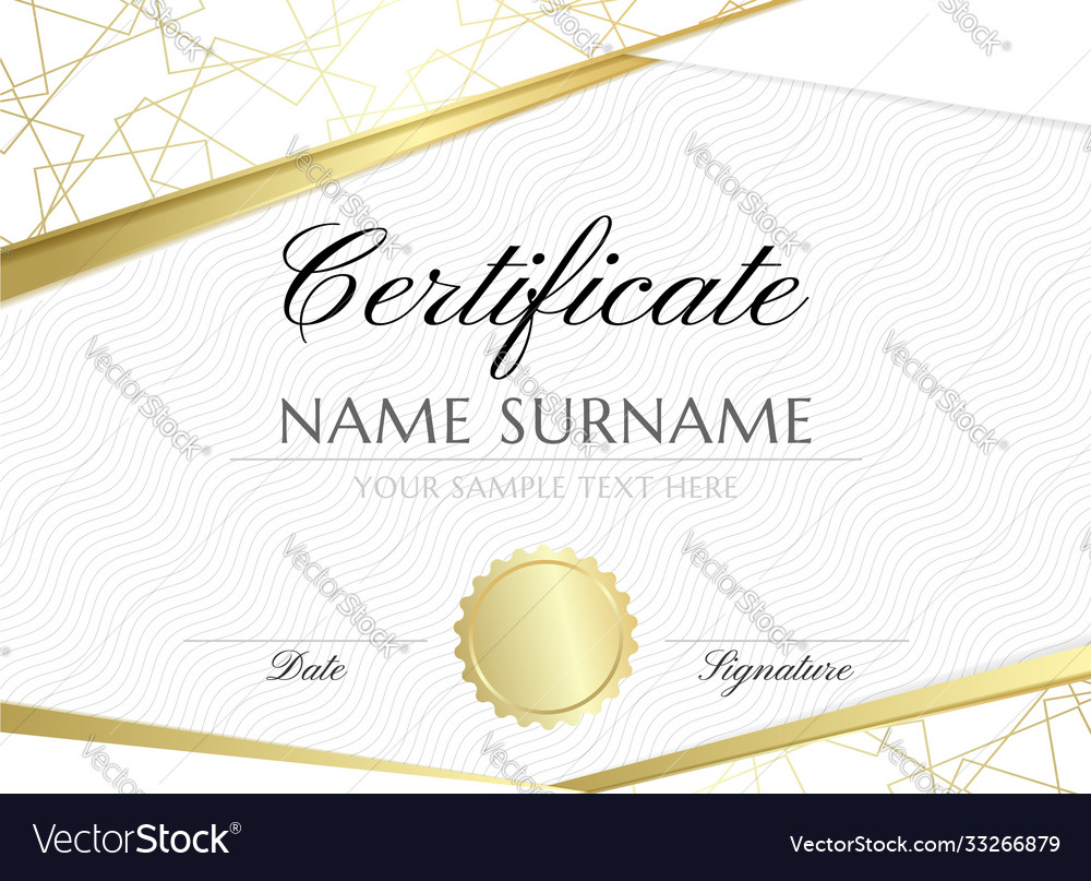 Golden line art texturiertes Zertifikat Design vector image Golden line art texturiertes Zertifikat Design