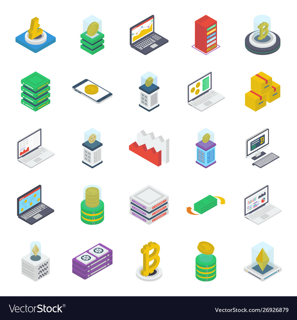 Internet money isometric icons pack