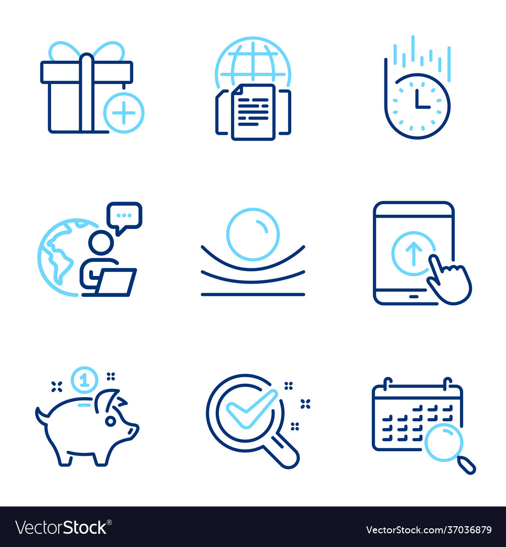 Line icons set included icon as search calendar