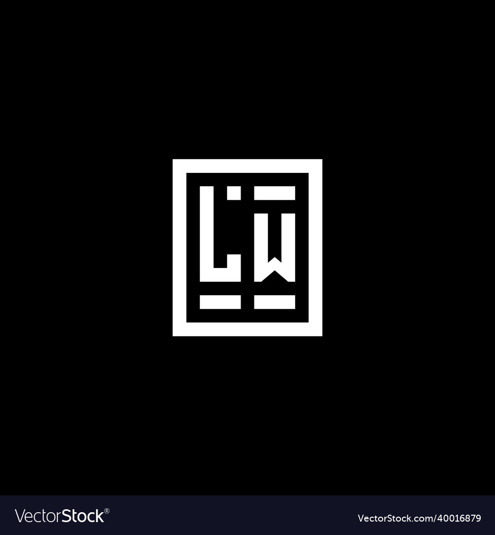 Lw initial logo with square rectangular shape
