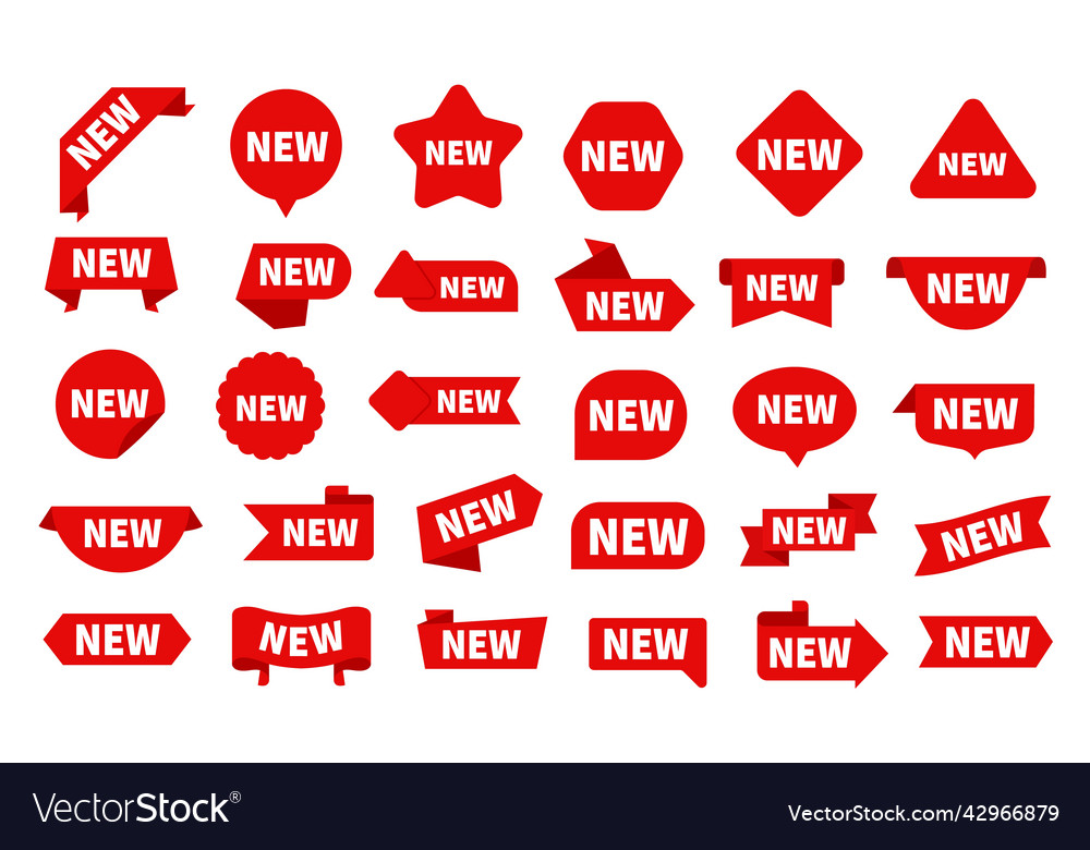 New Arrival Stickers Red Label Shapes For Offers Vector Image