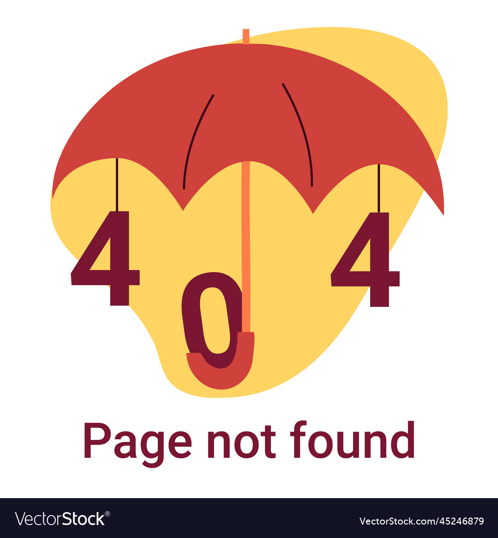 Open umbrella with 404 error vector image Open umbrella with 404 error