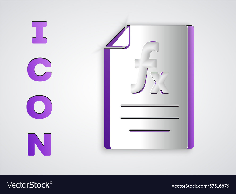 Paper cut function mathematical symbol icon