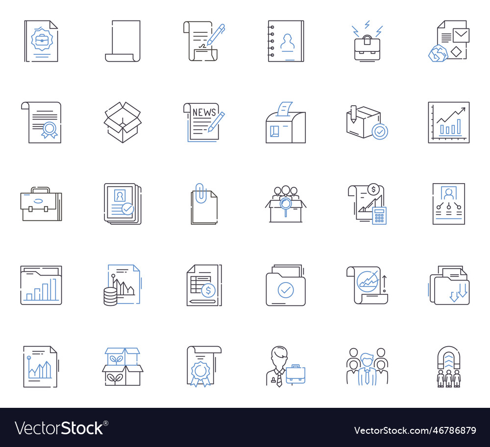 Procedural documents line icons collection vector image Procedural documents line icons collection