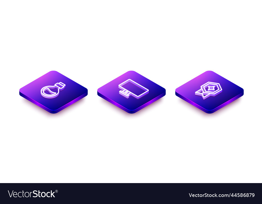Set isometric line bottle with magic elixir