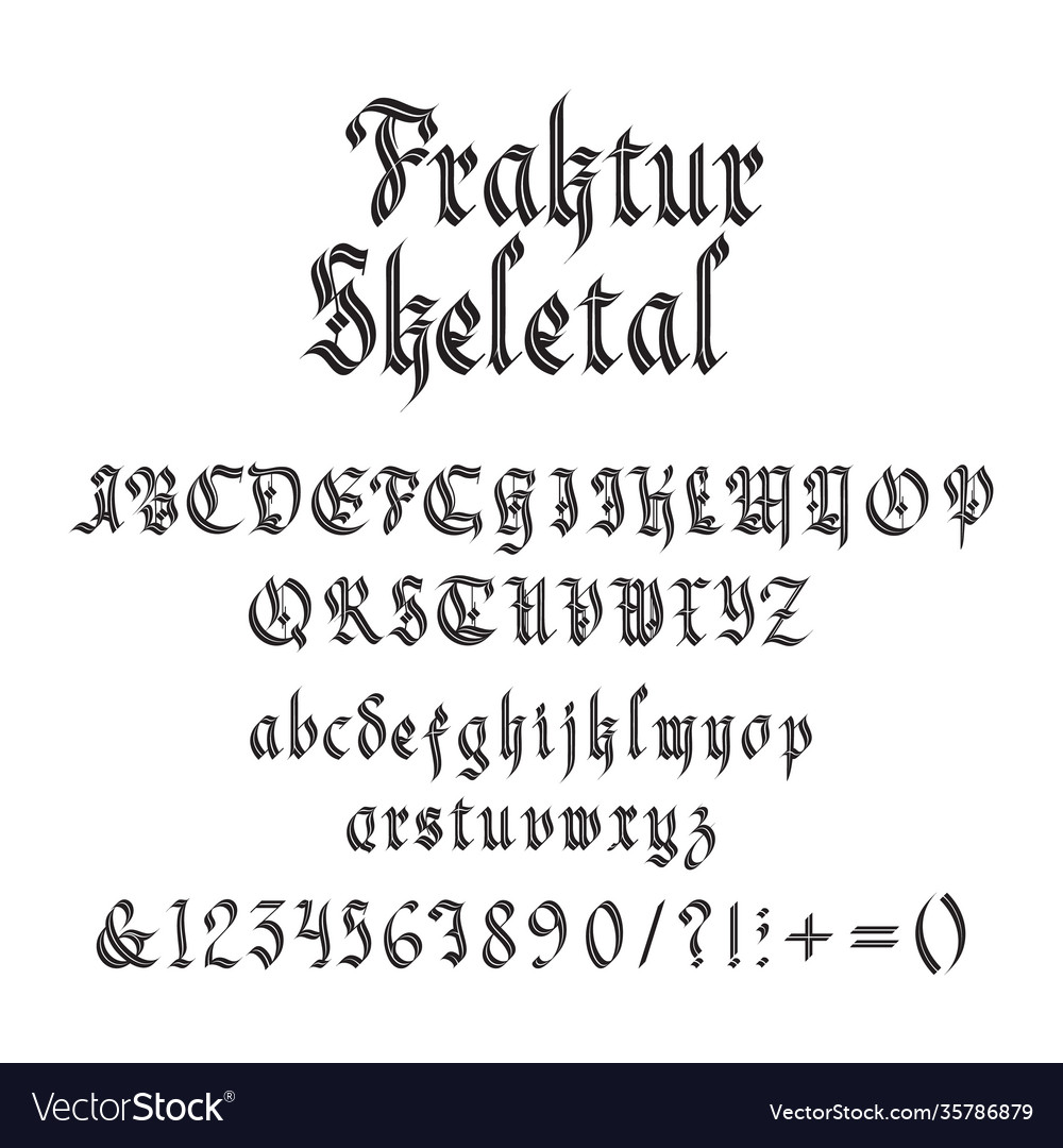 Vintage gothic font vector image Vintage gothic font