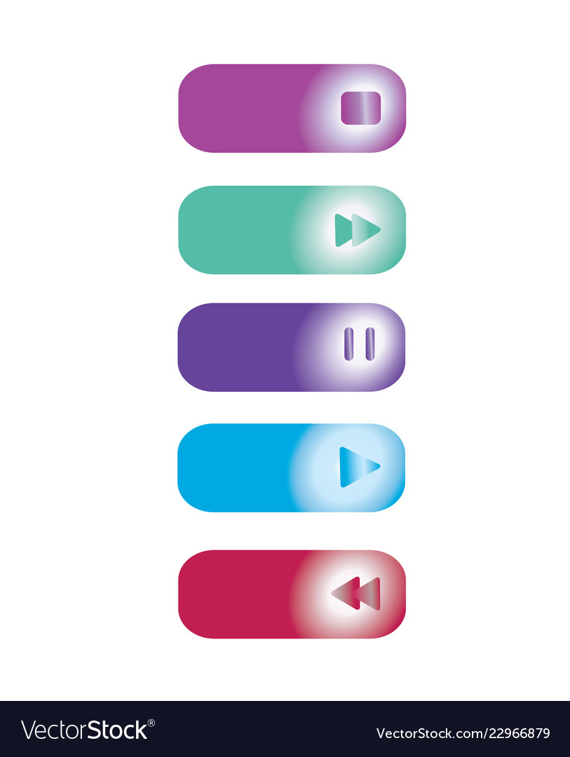 Web buttons set play stop back and forward vector image Web buttons set play stop back and forward