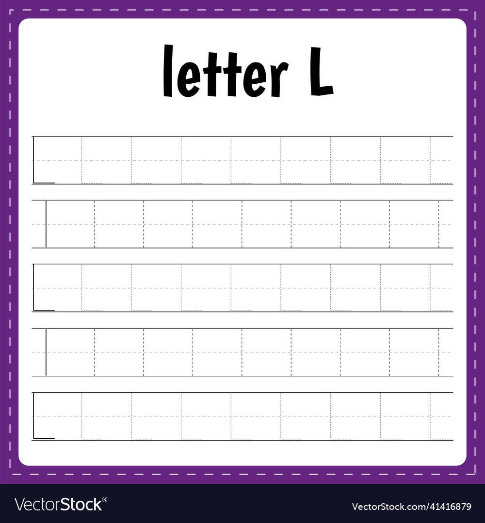 Writing letters tracing page practice sheet Vector Image Writing letters tracing page practice sheet