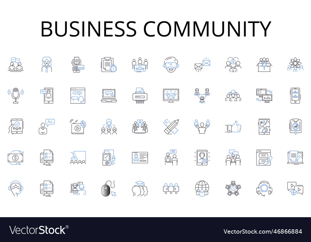 Business community line icons collection