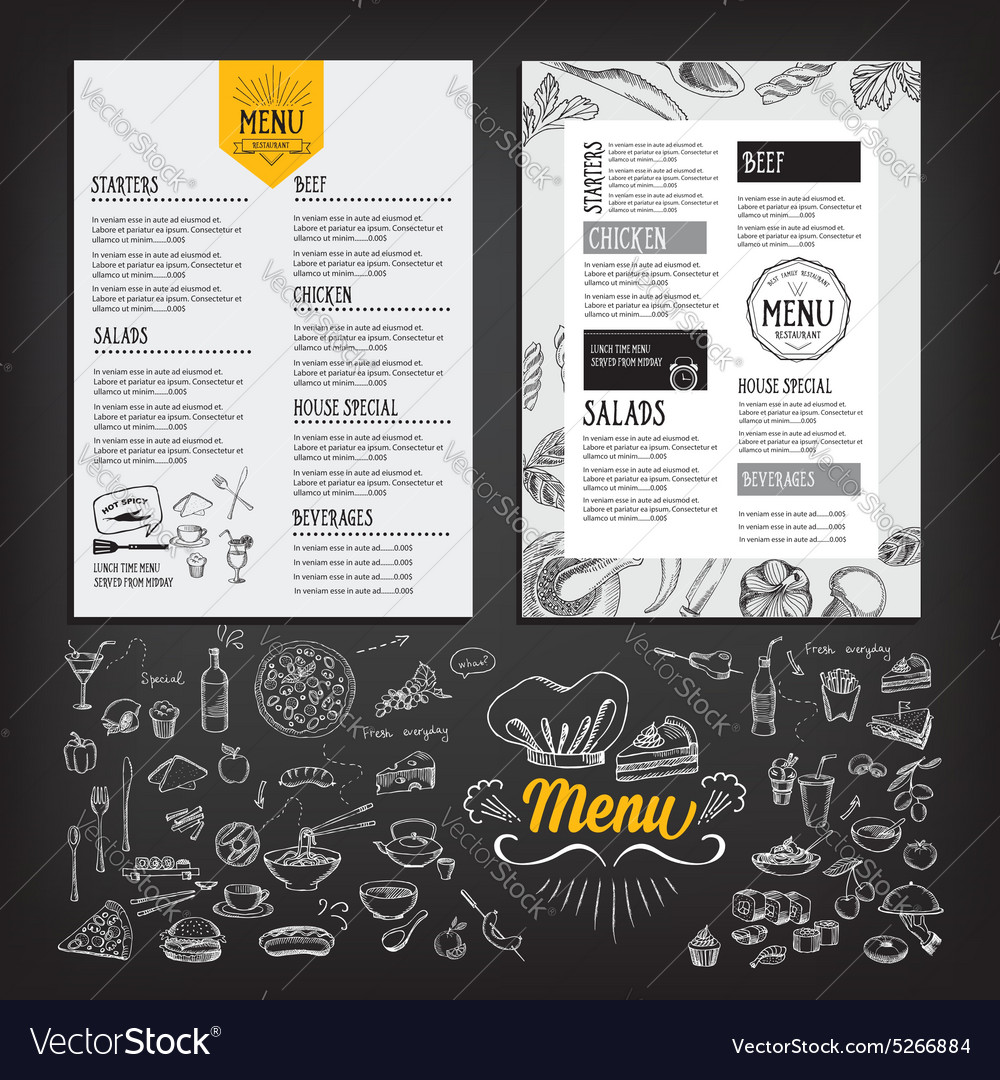 Cafe menu restaurant brochure food design template