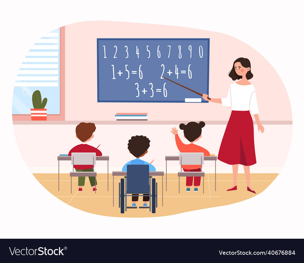 Disabled child in classroom Royalty Free Vector Image