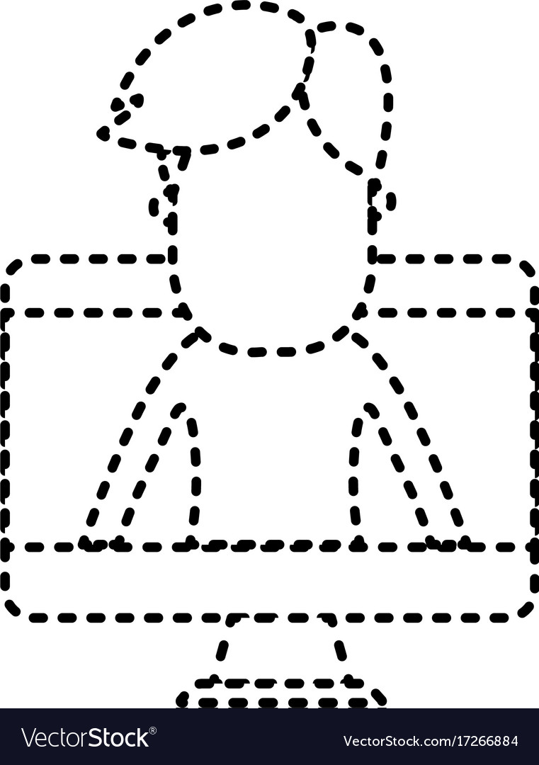 Dotted shape technology computer with man inside