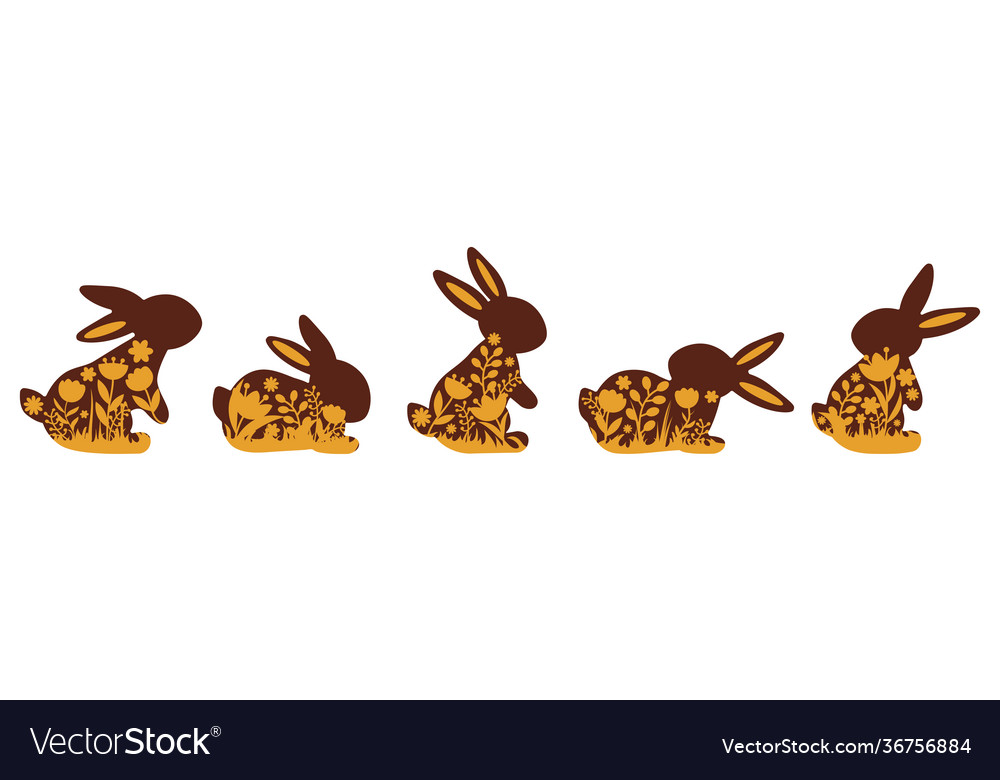 Festive easter chocolate bunnies set