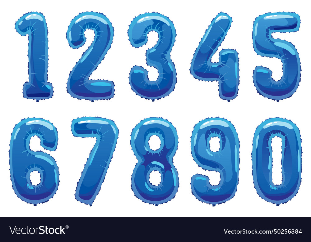 Helium blue balloons numbers realistic design Vector Image