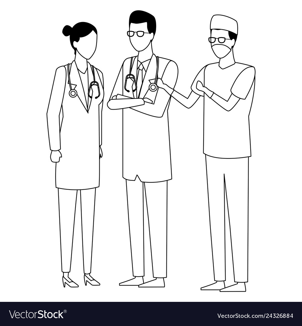 Jobs and professions avatar in black white Vector Image