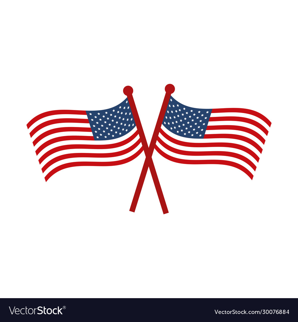 Memorial day crossed flags national american Vector Image