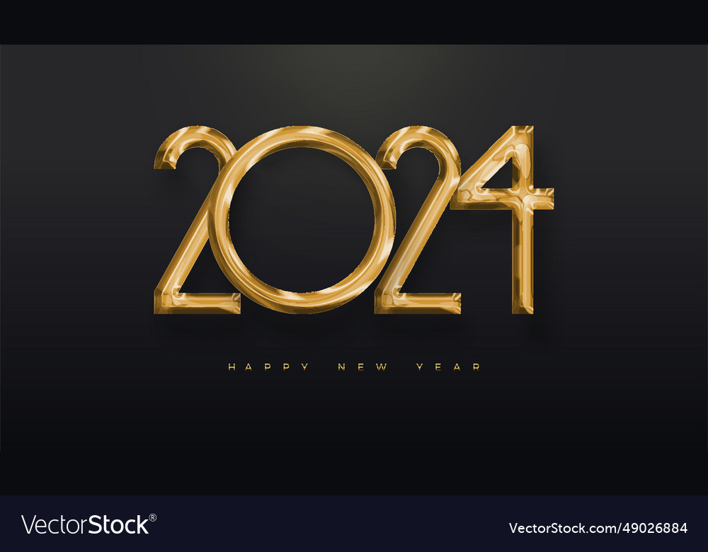 New design happy year 2024 of gold foil Royalty Free Vector