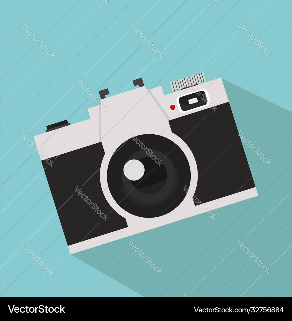 Old camera with long shadow Royalty Free Vector Image