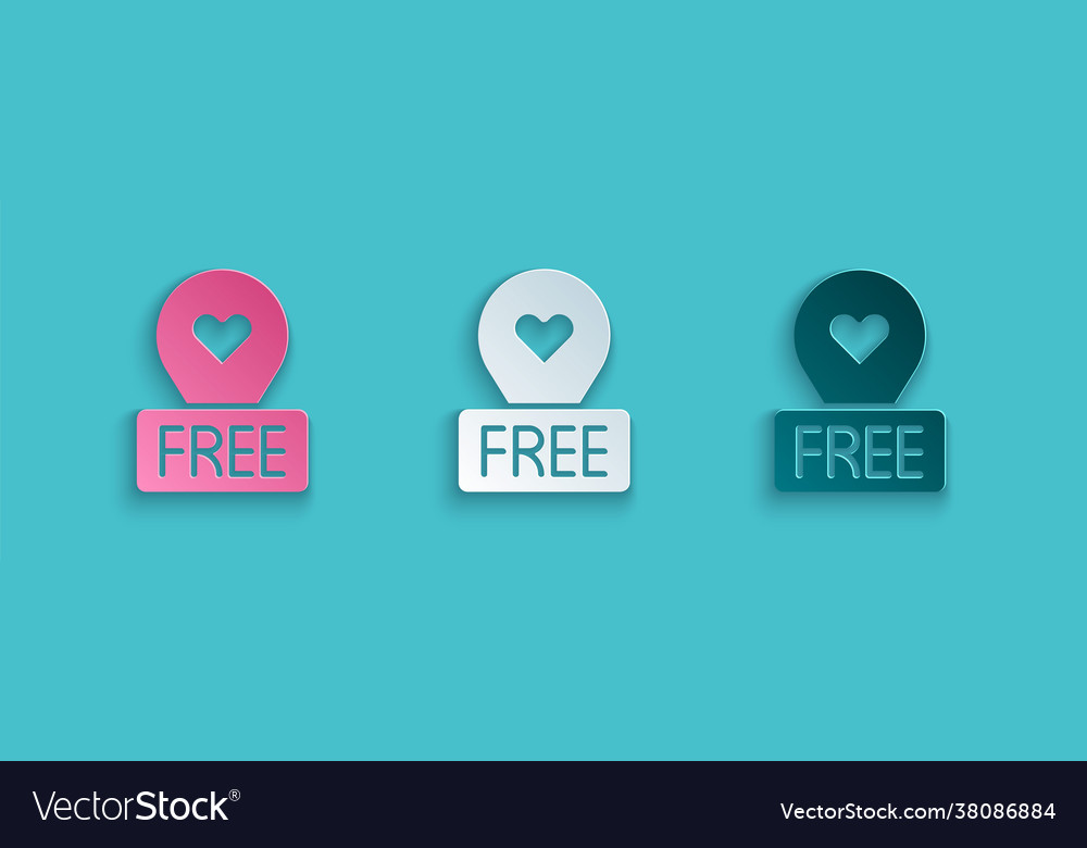 Paper cut map pointer with heart icon isolated vector image Paper cut map pointer with heart icon isolated