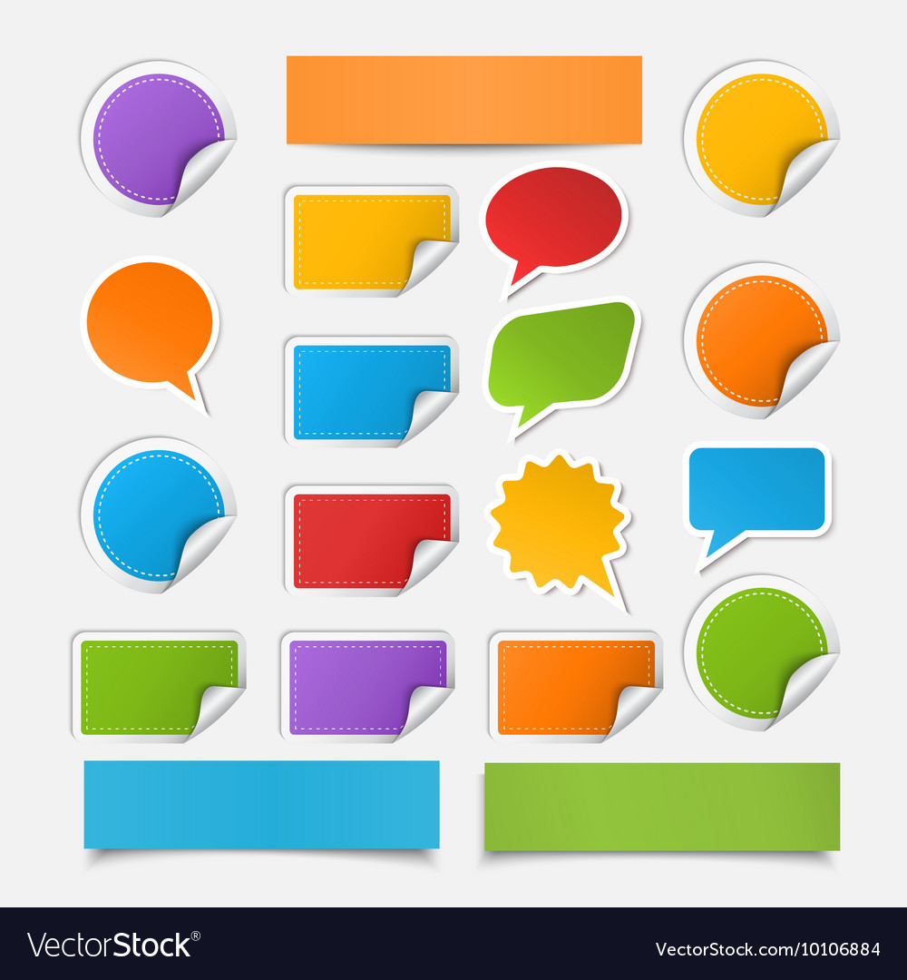Paper sheetspeech bublesstickers set