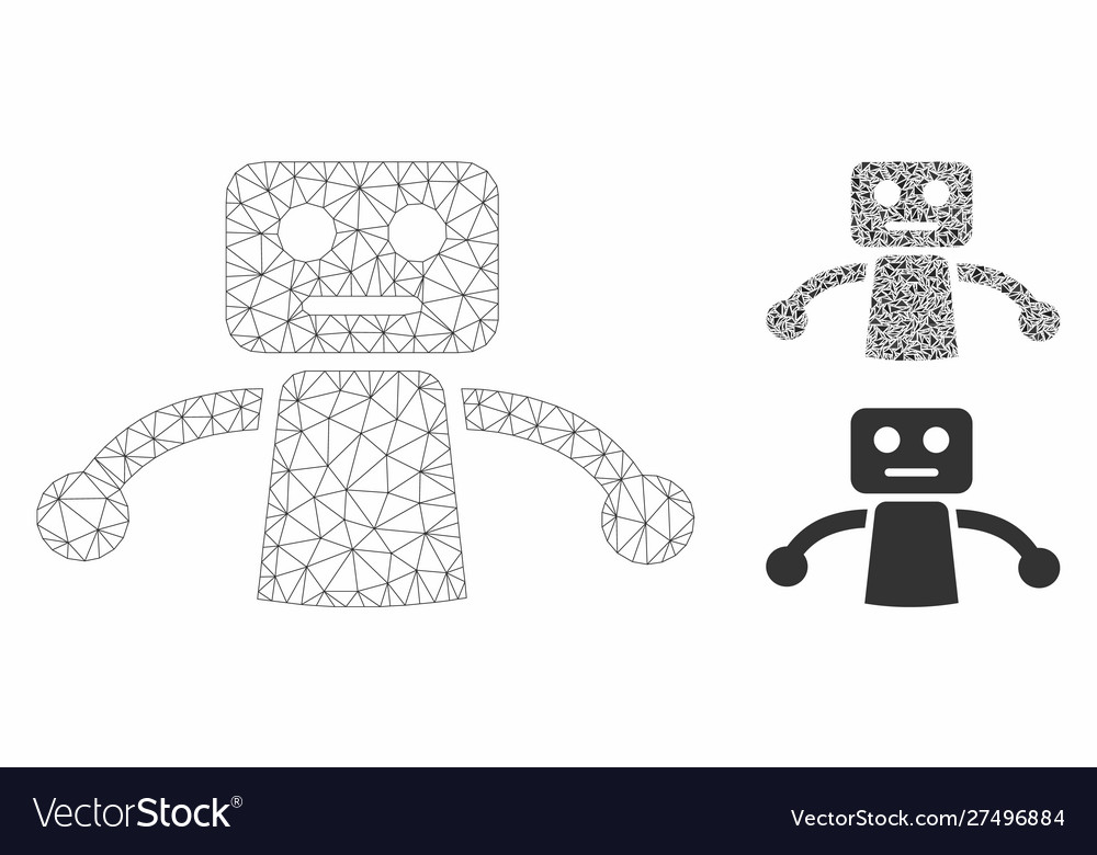 Robot mesh wire frame model and triangle vector image Robot mesh wire frame model and triangle
