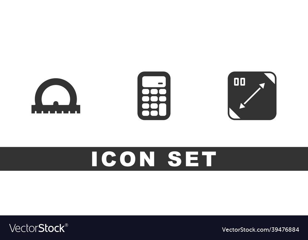 Set protractor calculator and diagonal measuring vector image Set protractor calculator and diagonal measuring