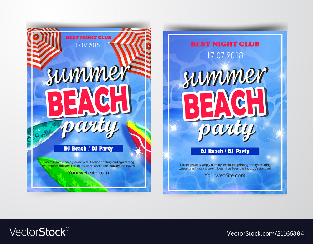 Summer beach party template Royalty Free Vector Image