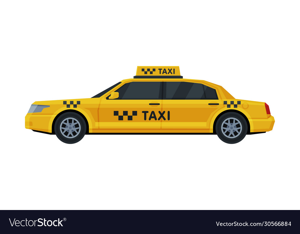 Yellow taxi car side view public transportation