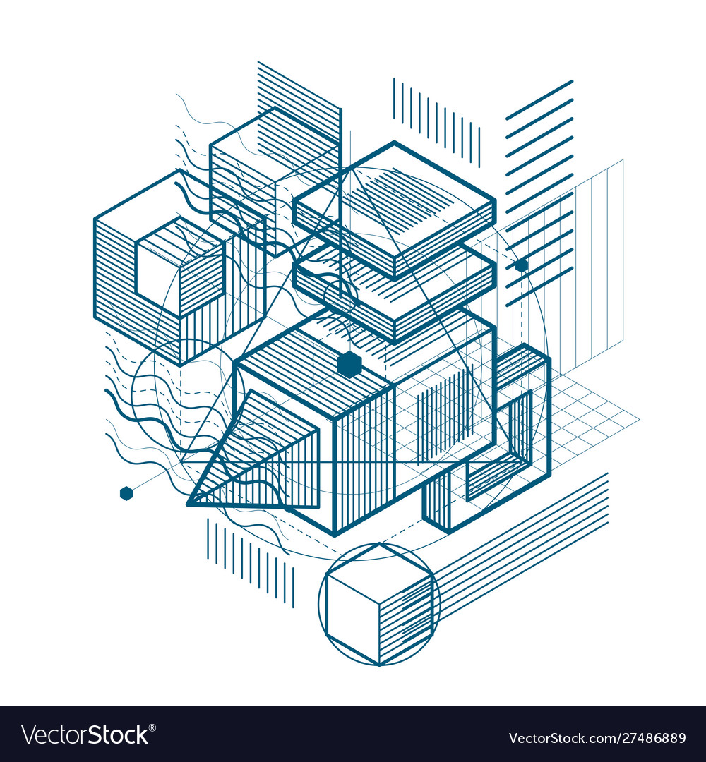 Background with abstract isometric lines