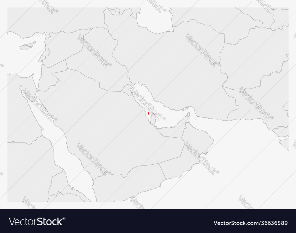 Bahrain map highlighted in flag colors