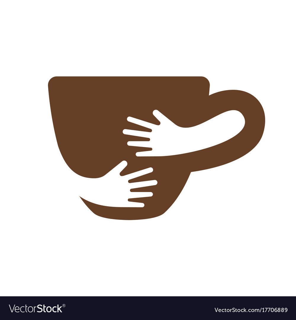 Download Creative coffee cup and hands logo design cafe or Vector Image