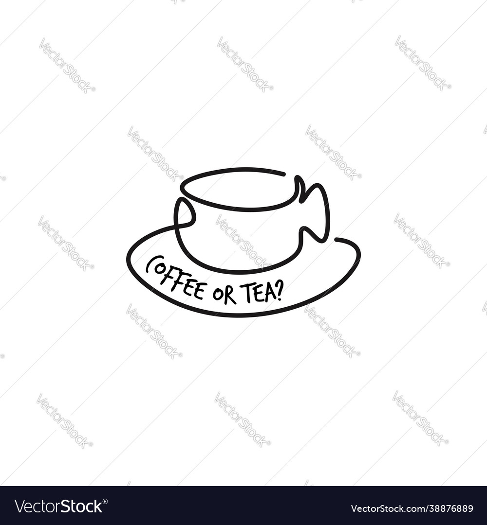 Cup coffee or tea line style logo template